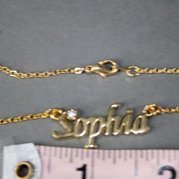 SOPHIA Name Goldtone Rhinestone Accent 14.5" w 4.5 Multi Ring Ext Necklace - Picture 14 of 14